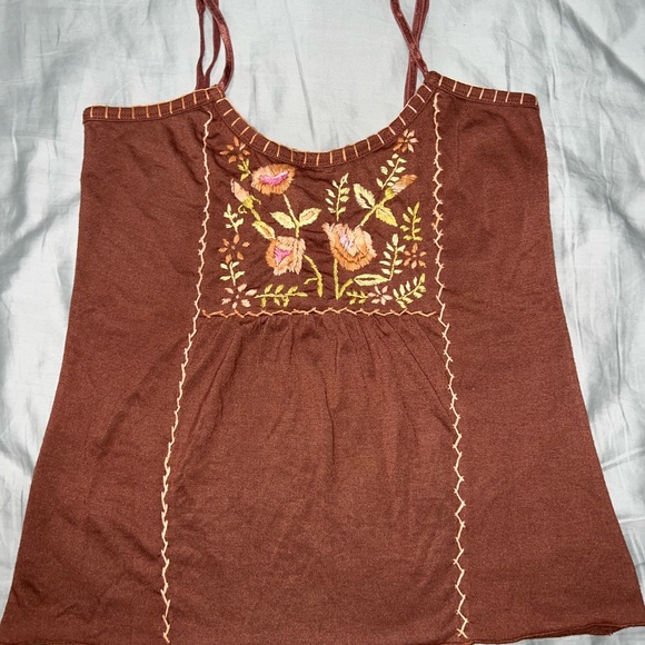Fame Knitworks Embroidered Tank Top, Sz M - Picture 1 of 3